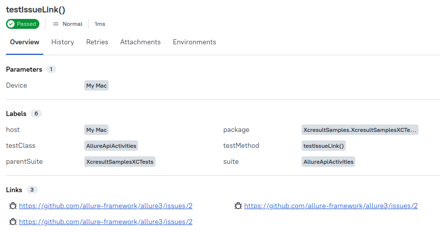 Enlaces de Allure Report