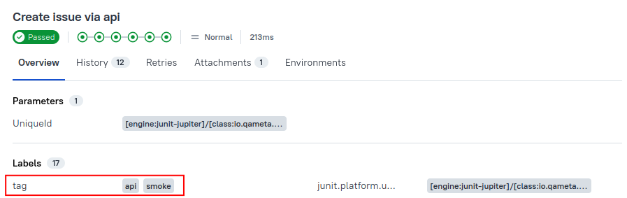 Etiquetas de Allure Report