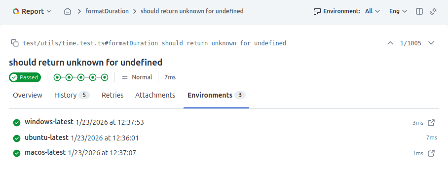 Allure Report 3 Environments tab Allure Report 3 Environments tab