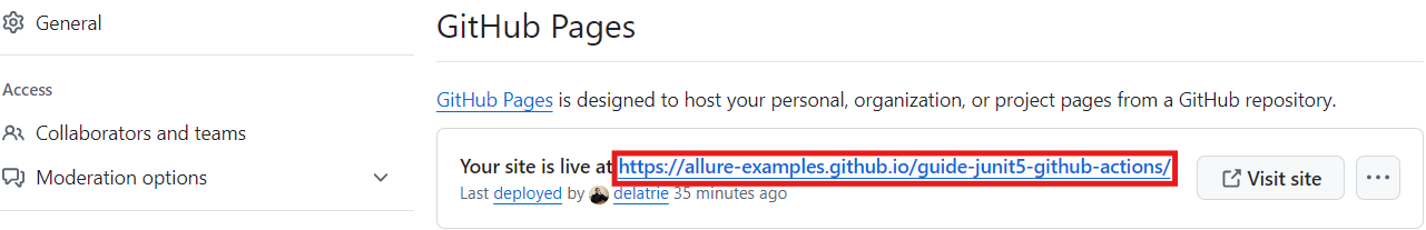 GitHub Pages URL