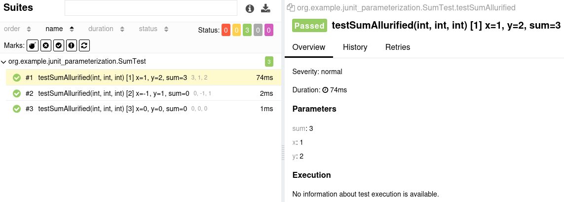 Test with parameters in Allure