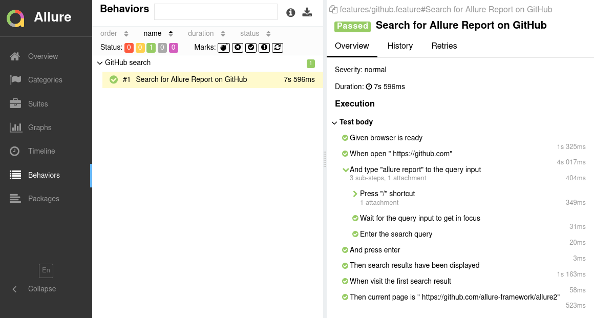 Allure Report Docs Cucumber JVM